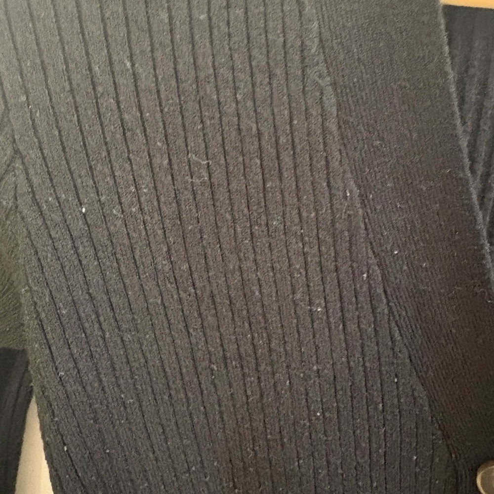Black Rib-Knit Button-Up Dress - Picture 3 of 4